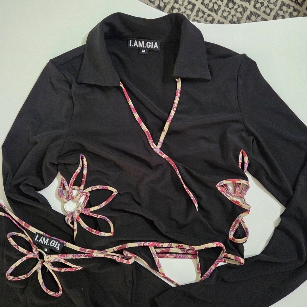 I AM GIA Renalee Set Black Floral Size Medium Authentic - Picture 5 of 16